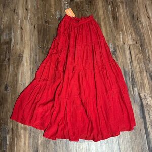Elegant Red Maxi Skirt, NWT